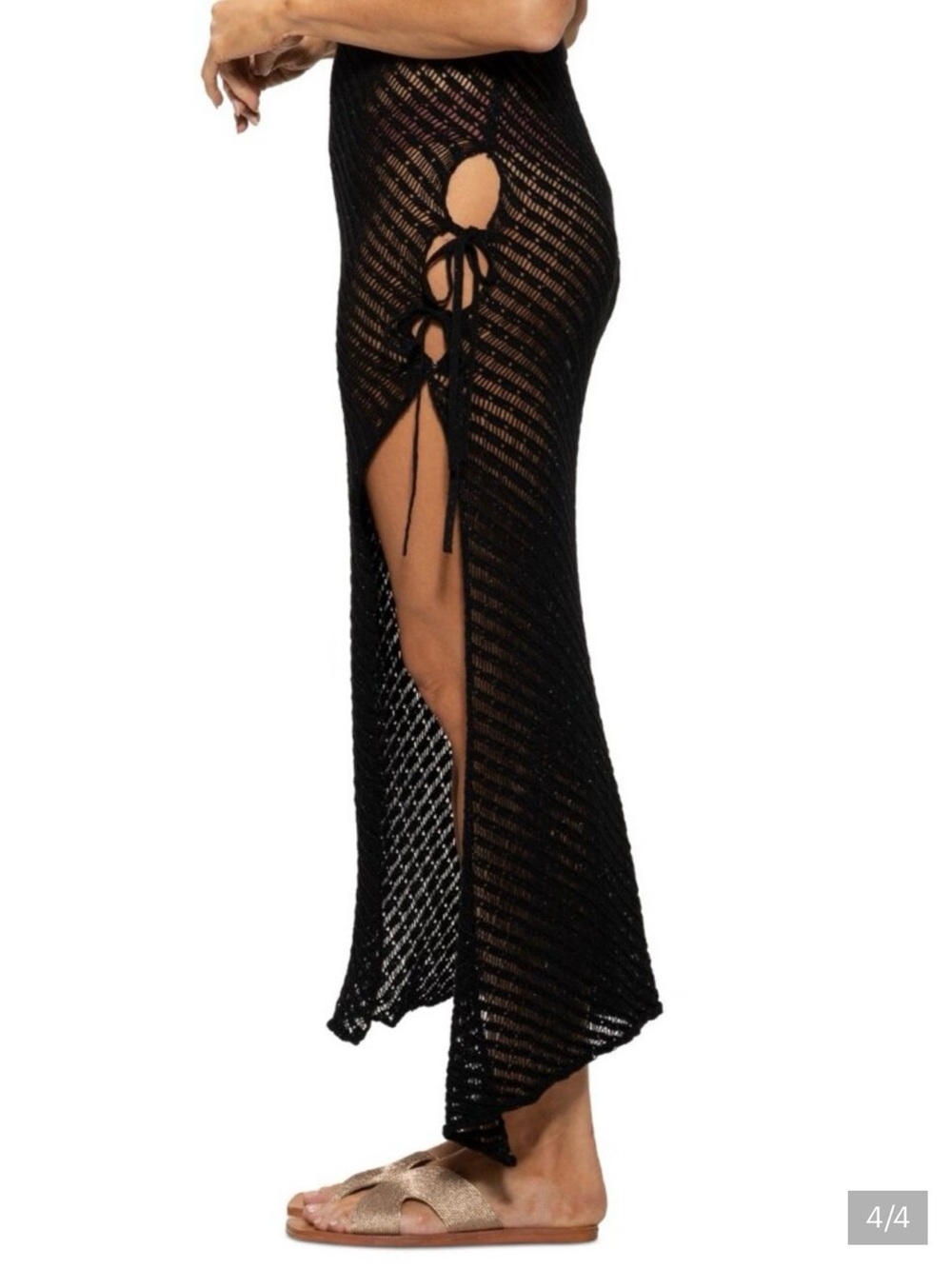 Dotti Black Crochet Side-Tie Maxi Skirt - Picture 4 of 5